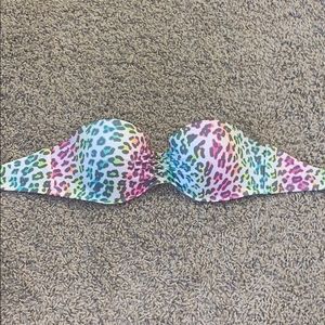 Rainbow Cheetah strapless bathing suit top